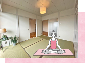 和室でヨガをする写真